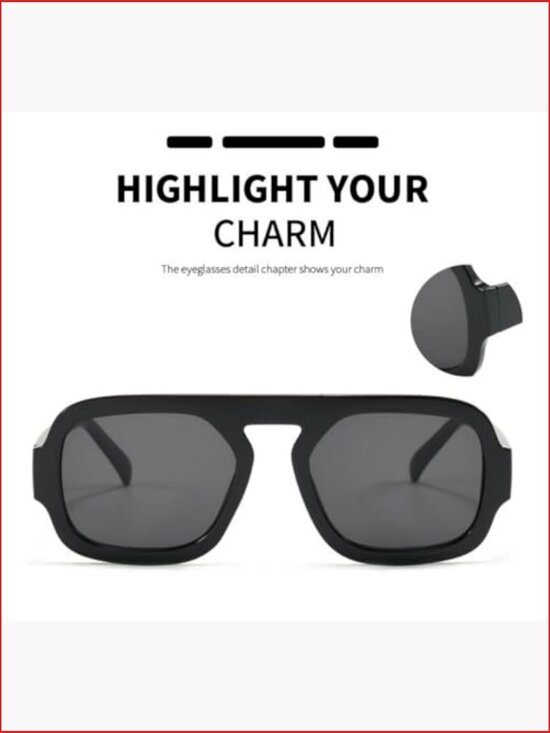4 Pcs Retro 70s Square Aviator Sunglasses UV400 Protection main image 6